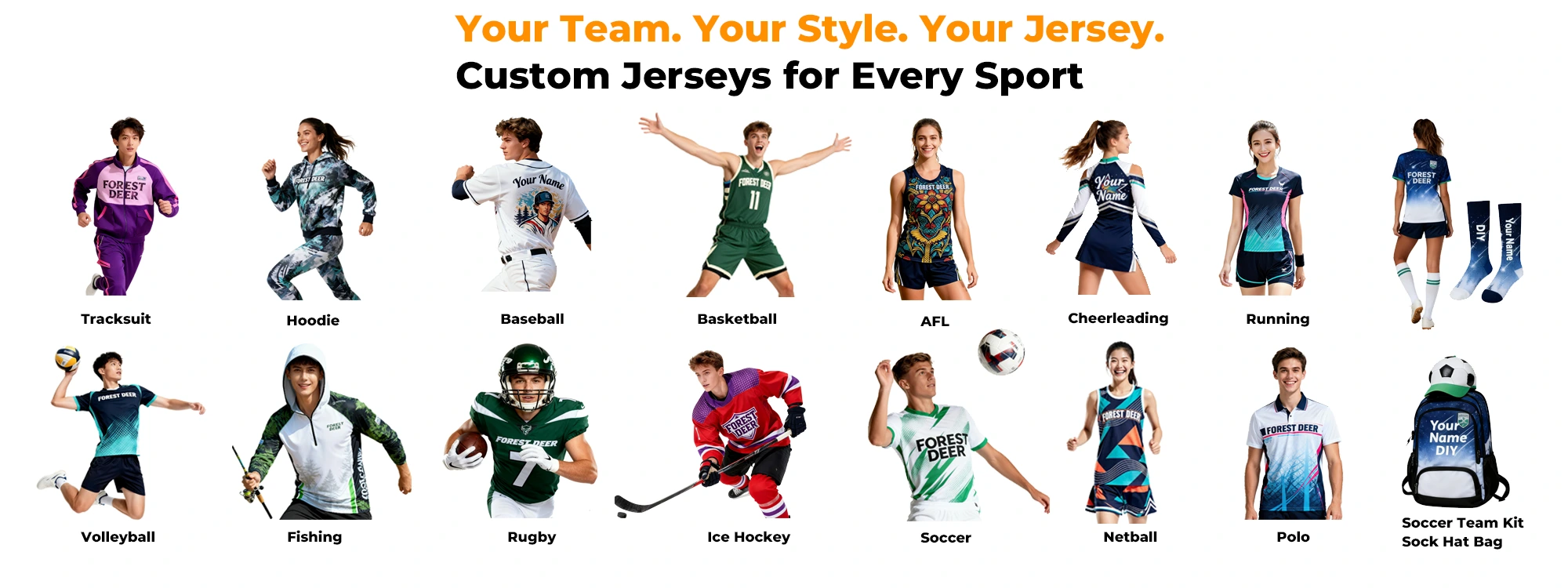 Banner02-From Court to Field — We’ve Got You CoveredCustom Jerseys for Every Sport-ForestDeer Sport- China Custom Sublimation Sportswear Suppliers Manufacturers Factory.webp