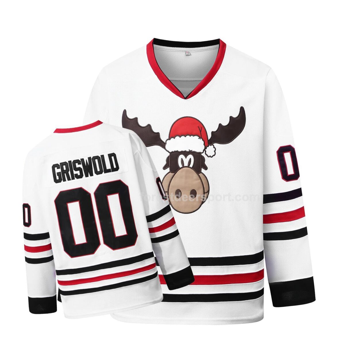 White Christmas Embroidery Custom Sublimated Ice Hockey Jerseys