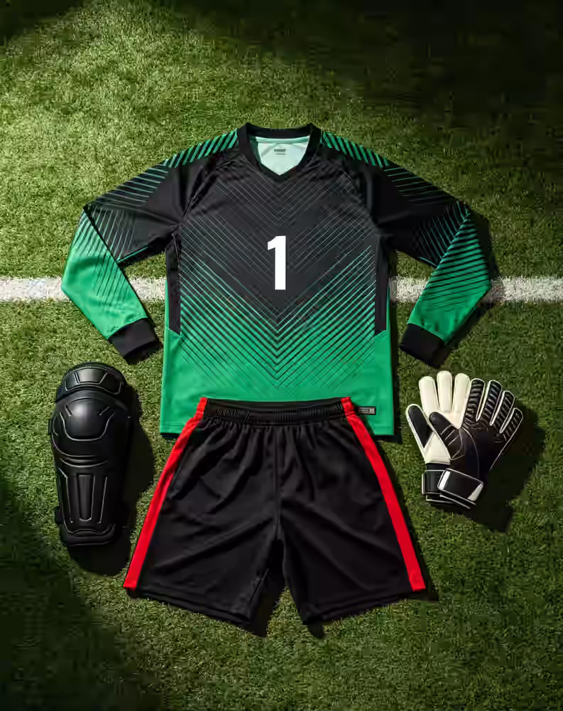 Custom Soccer Goal Keeper Long Sleeve Dye Sublimated Soccer Jerseys & Shorts- Forest Deer02