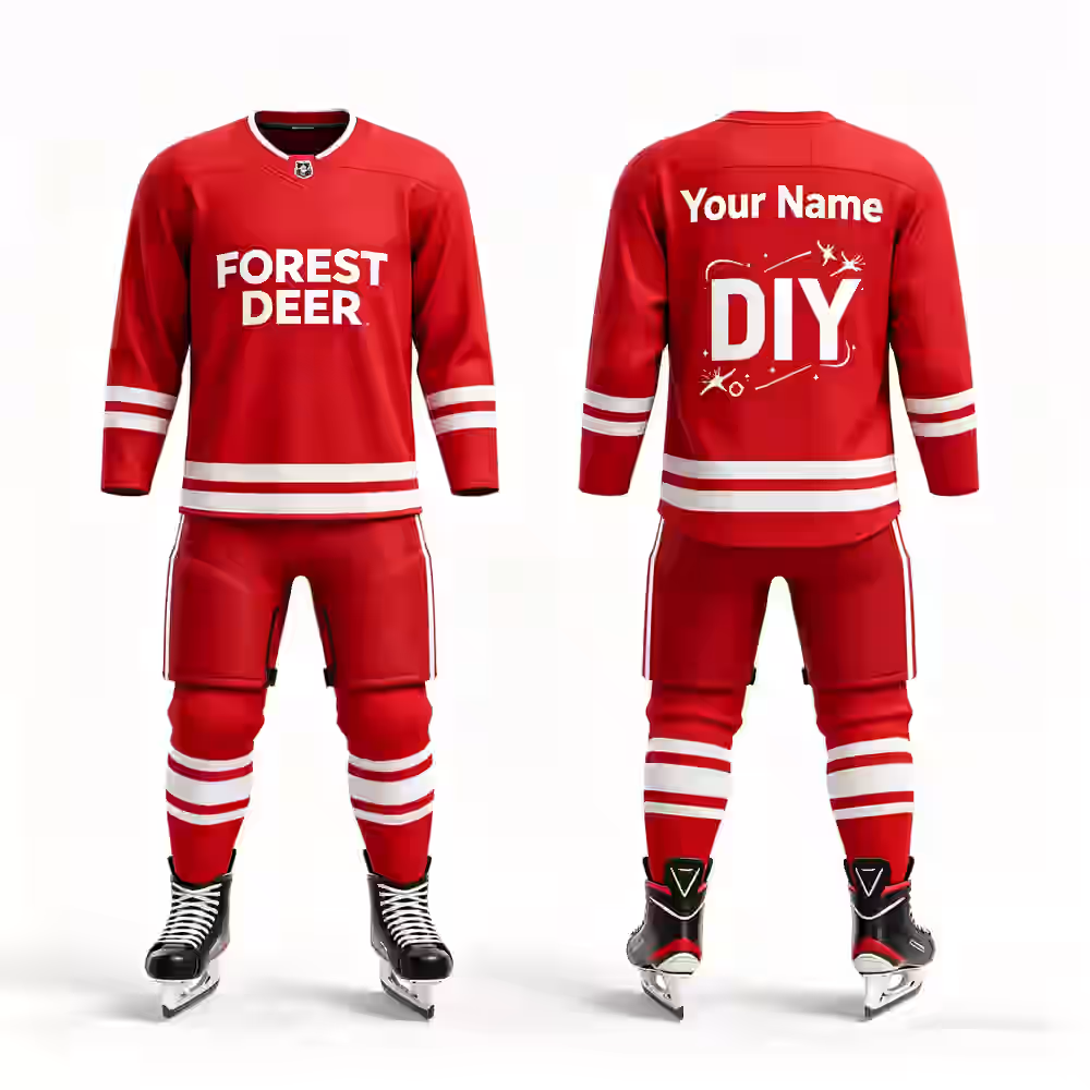 Red Custom Sublimation Ice Hockey Uniform Jersey & Socks