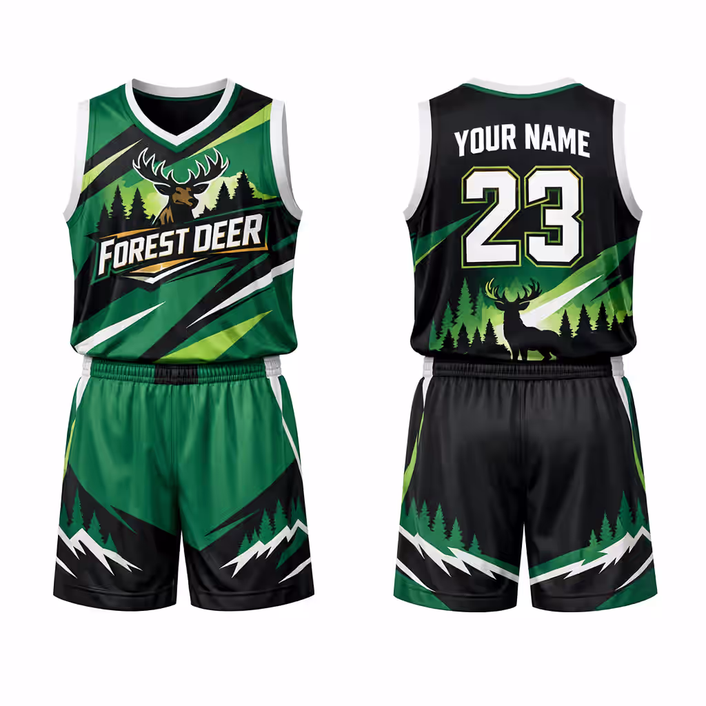 Sulimated-Custom-Basketball-Uniform-Jersey-Short-Forest-Deer