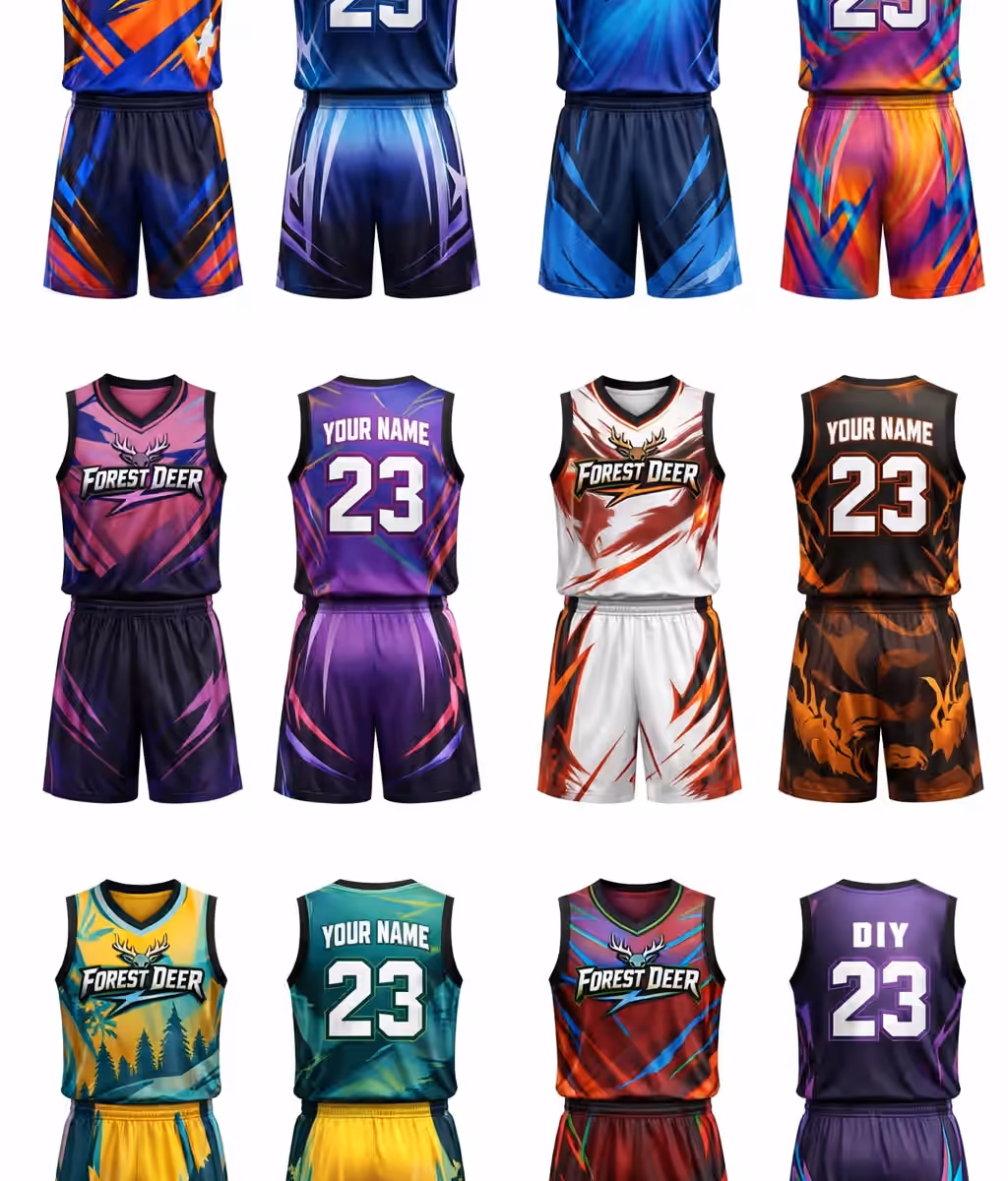 Sulimated Custom Basketball Uniform Jersey Short- Forest Deer03