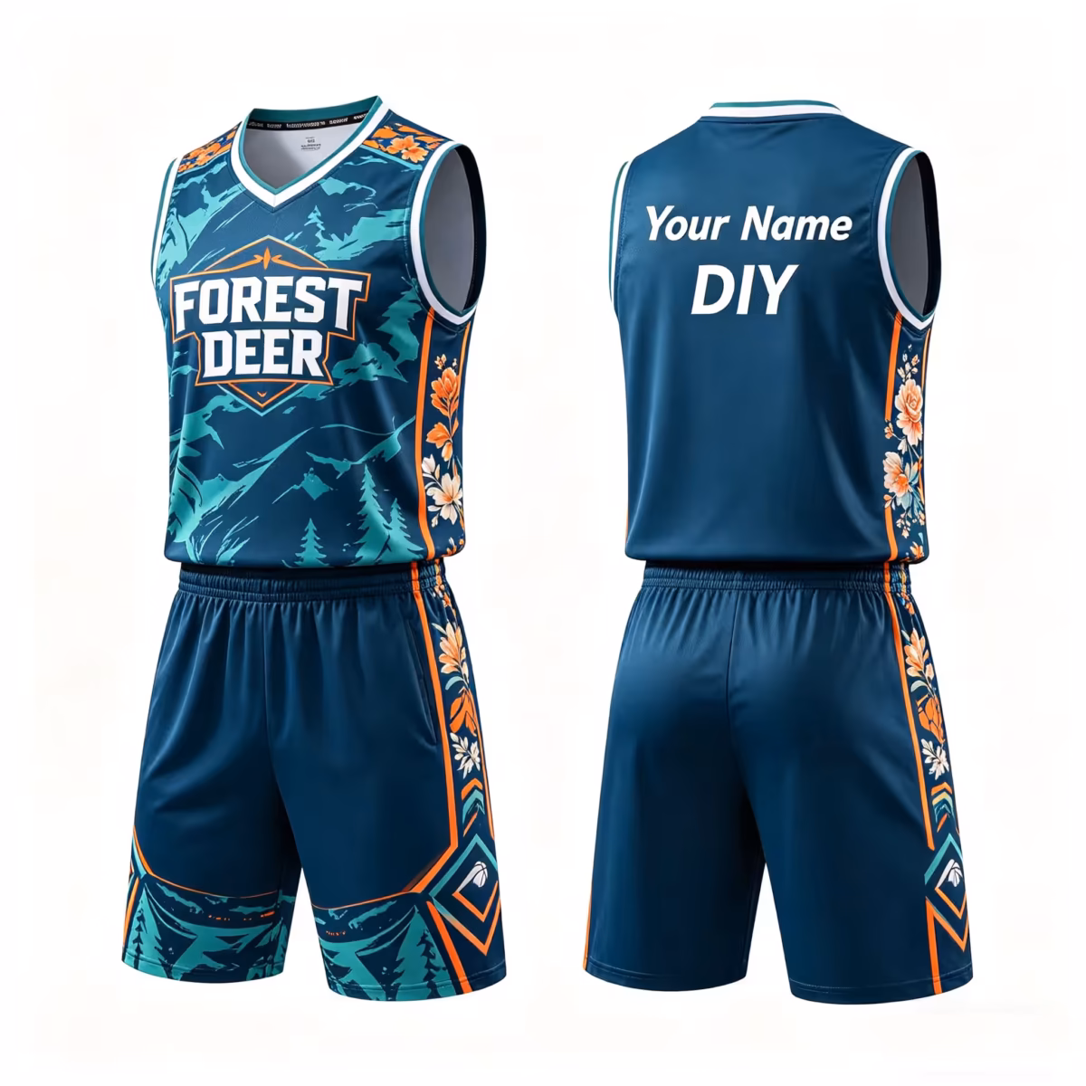 Sulimated Custom Basketball Uniform Jersey Short- Forest Deer